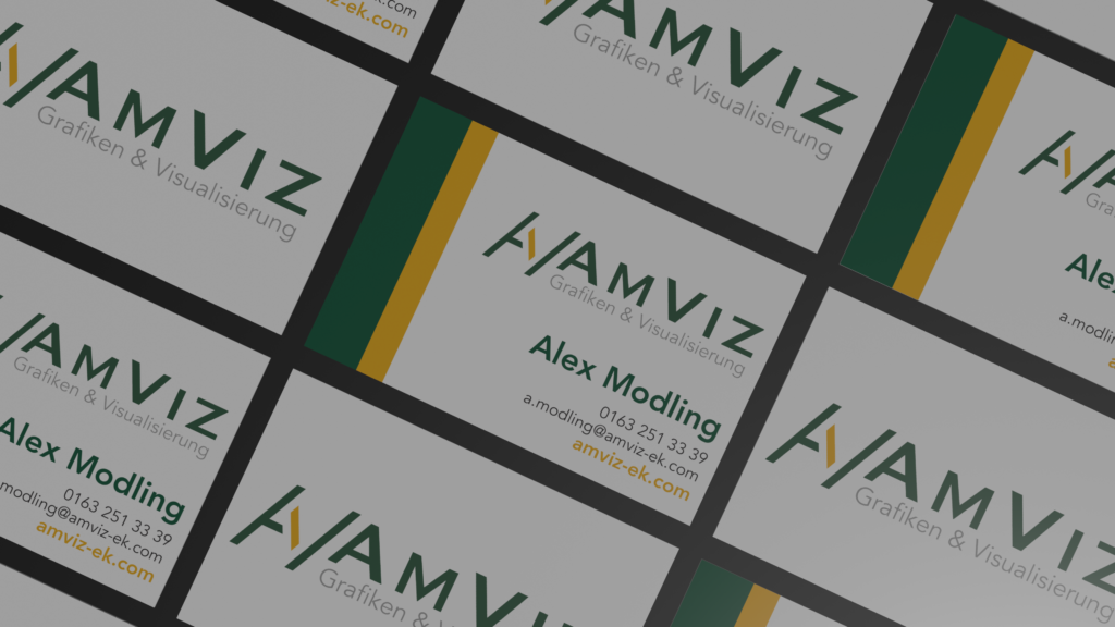 Visualisierungen von Visitenkarten designed von und für AmViz e.K. in Erkrath Düsseldorf.